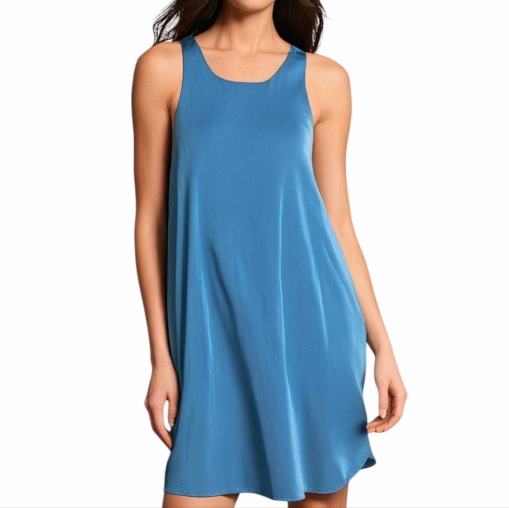 Alice Olivia Haylen Silk Dress Women Small Blue Open Back